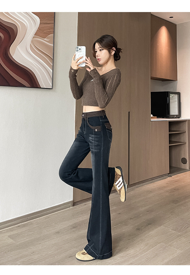 High-Waisted Flared Jeans for Women, Spring and Autumn 2026 New Style, Trendy Design, Flattering and Slimming Bell-Bottom Pants