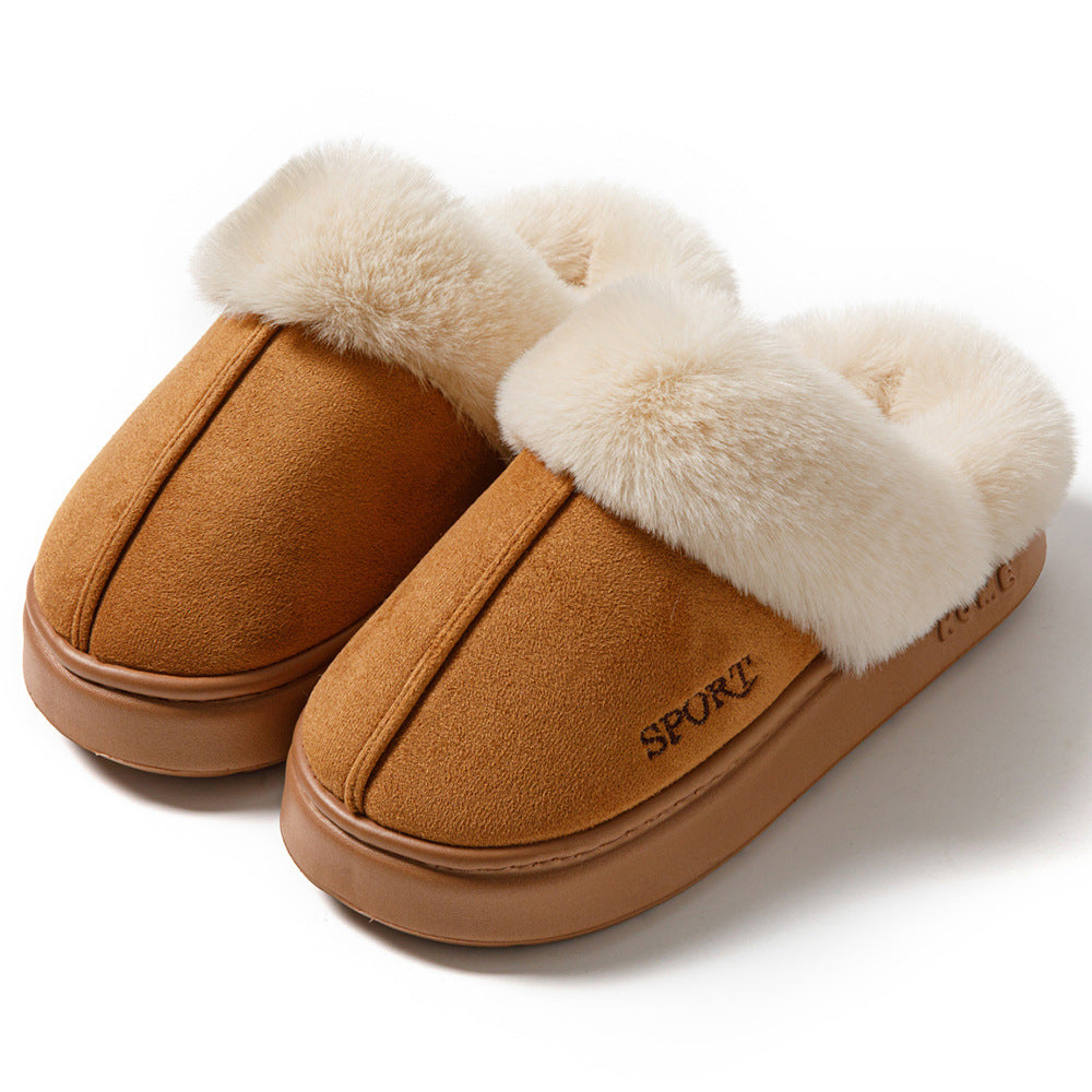 Men's and women's home cotton shoes fleece-lined Mao Mao warm thick-soled cotton slippers