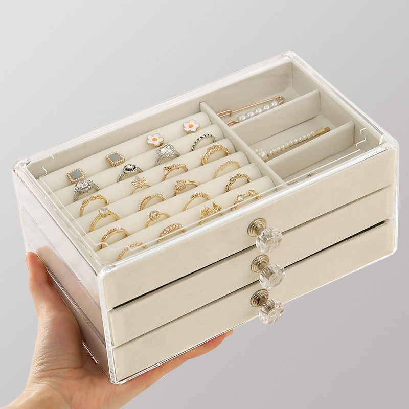 2025 New Korean Style Simple Style Acrylic Multi-Layer Jewelry Storage Box Jewelry Necklace Earrings Jewelry Display Box