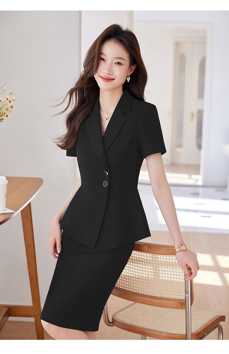 Short-Sleeved Suit Women's Summer 2025 New Classy Formal Hotel Jewelry Front Desk Professional Elegant Work Clothes