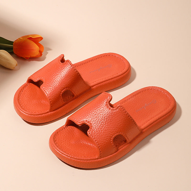 Fashion Retro High-end Sense Leather Pattern EVA Outer Wear Sandals and Slippers Women's Home Non-slip Soft Bottom Slippers Women's Summer