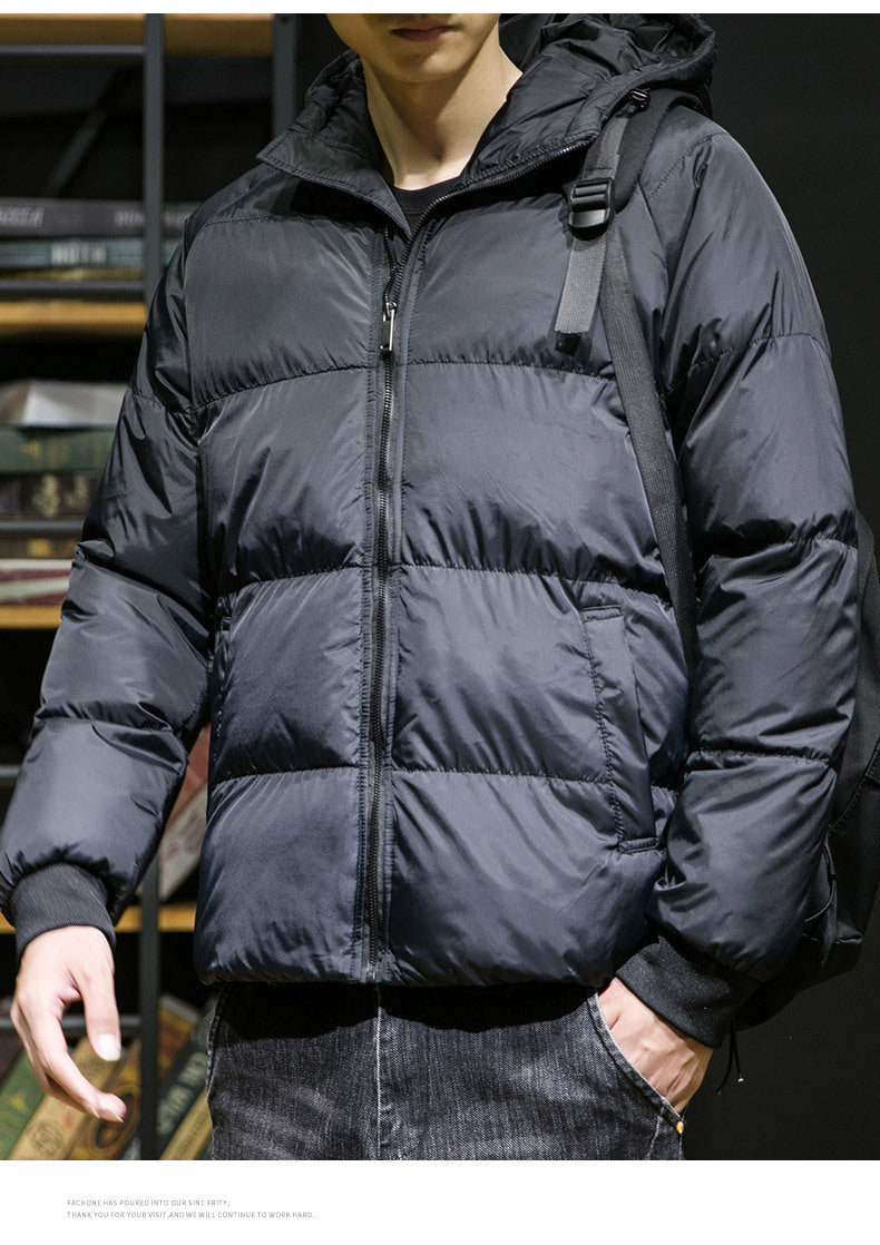 Cross-Border Men's Thickened Cotton Jacket with Hood, Loose Fit, Warm, Versatile, Casual, Cold-Proof Men's Cotton Coat, Trendy Sports Jacket