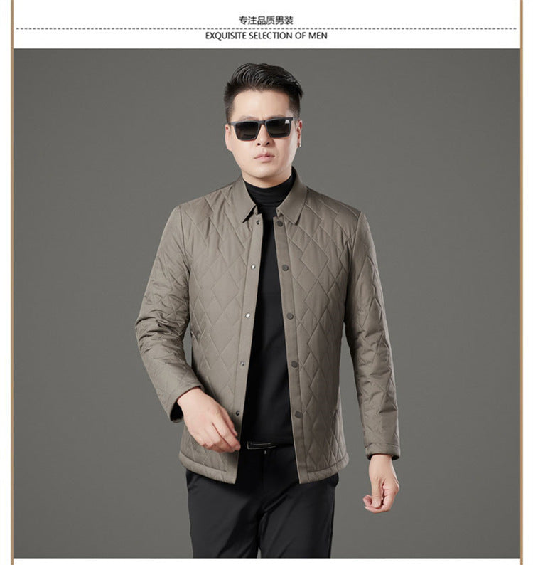 24 Winter Men's Cotton Jacket for Young and Middle-Aged, Casual Trendy Warm Silk Cotton Coat, Casual Outerwear for Men