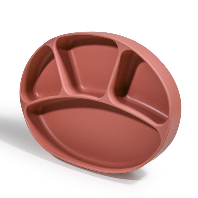 Free Shipping Children's Silicone Split Dinner Plate Suction Type Baby Tableware Boiled Drop-resistant Food Grade Silicone Food Bowl