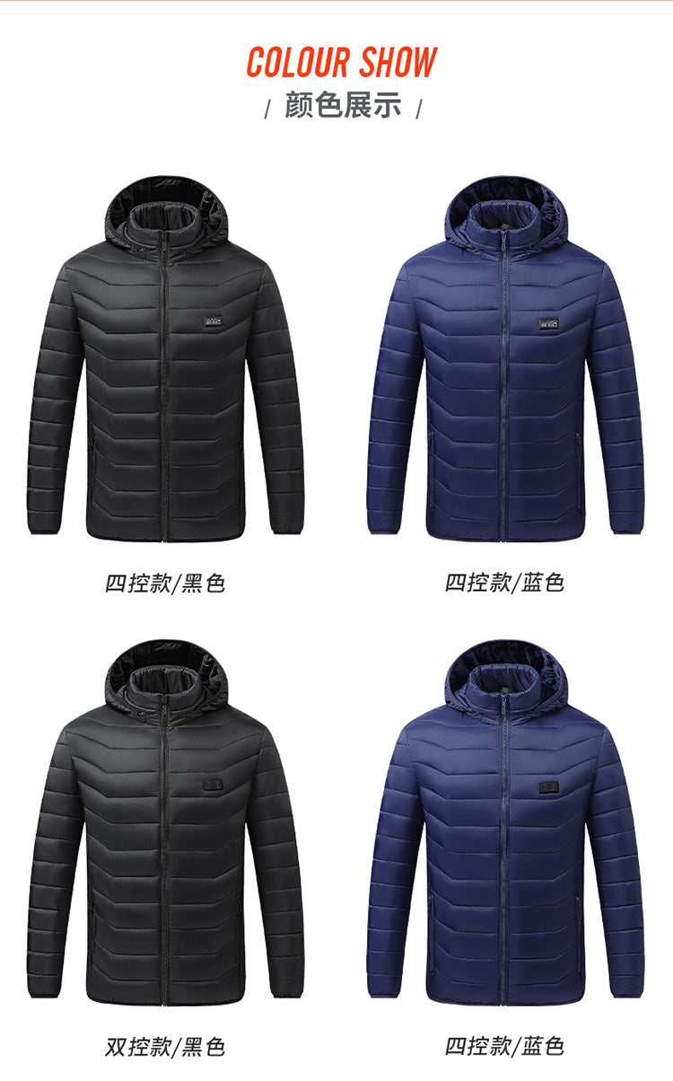 Cross-Border Exclusive Supply of Winter Four-Control Twenty-One Constant Temperature Smart Heating Jacket, Youth Casual Heating Clothing, Heated Clothing for Men and Women