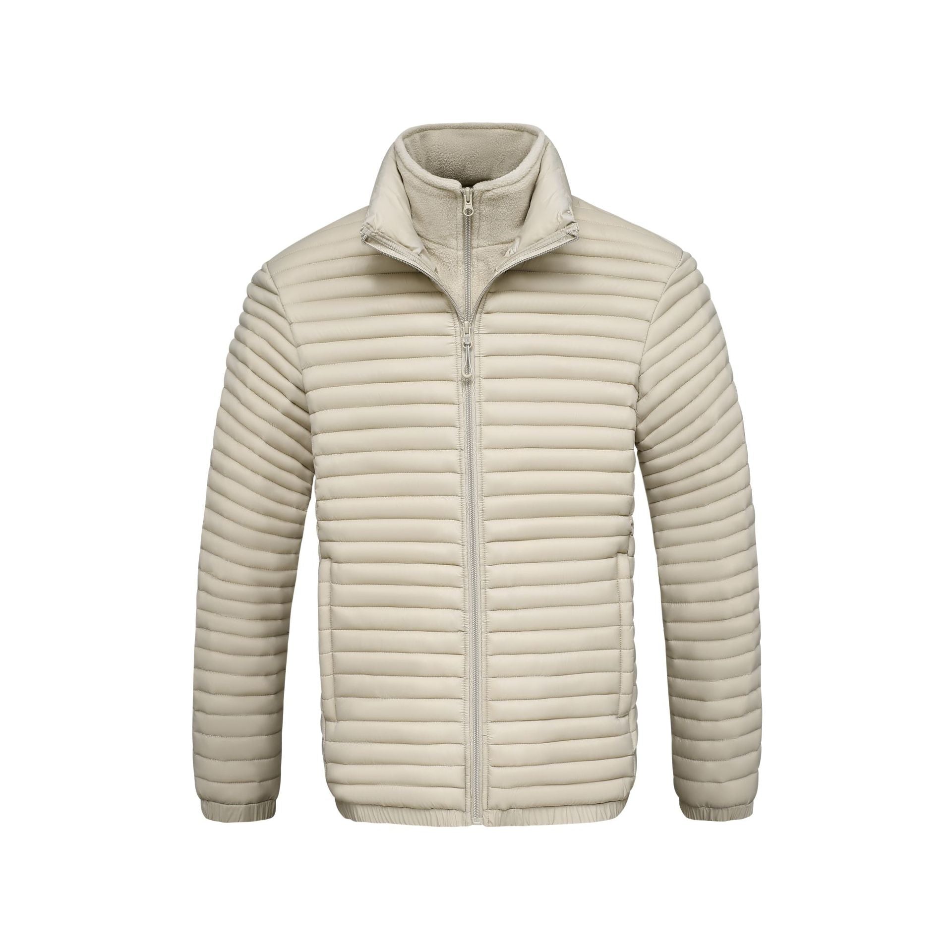 Cross-Border Trade 2025 Men's Stand-Up Collar Cotton Jacket in Various Colors, Faux Two-Piece Ribbed Cotton Coat, Men's Long-Sleeve Thickened Jacket