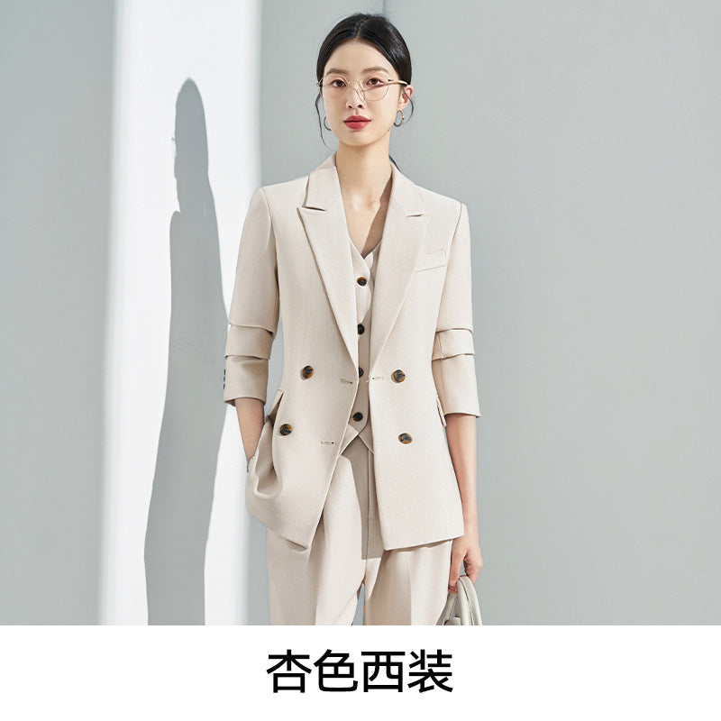 Blue Classy Professional Suit Suit for Women 2025 Spring & Fall New Style Workplace Formal Wear Elegant Work Clothing Three-Piece Suit