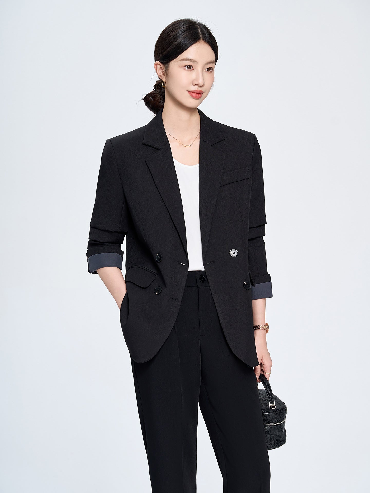 Cross-Border Gray Blazer for Women, New Spring and Autumn Style, Professional Formal Wear, Light Workplace Workwear, High-End Suit Set