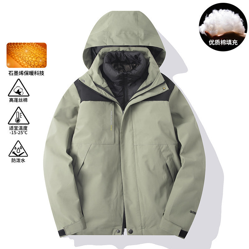 Cross-Border European Size Cotton Coat Liner Three-In-One Jacket to Prevent Cold Winter and Keep Warm for Couples Outing and Mountaineering Clothing with Customized Logo