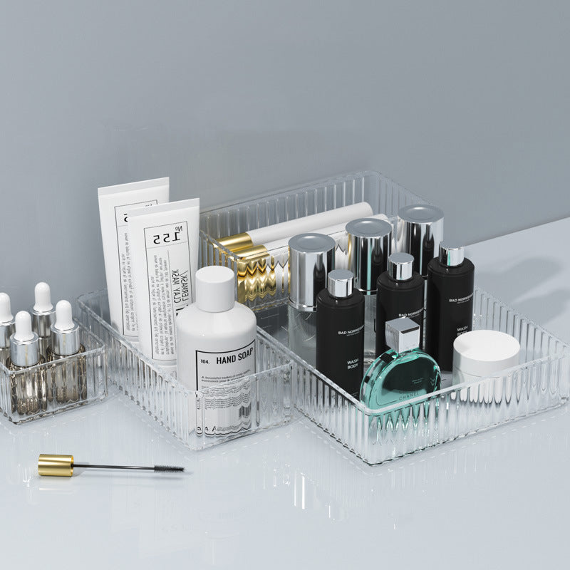 Transparent Wavy Drawer Storage Box Can Be Stacked with Storage Racks Desktop Cosmetics Storage Basket Sundry Partition Box