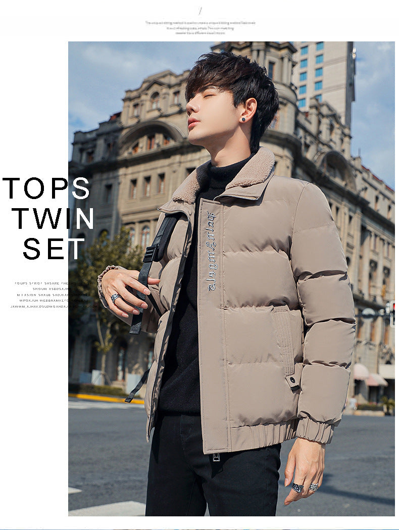 2025 Winter Cotton Jacket for Men, Fashionable and Popular Stand-Up Collar Windproof Cotton Coat, Trendy Korean Style Handsome Short Jacket for Students