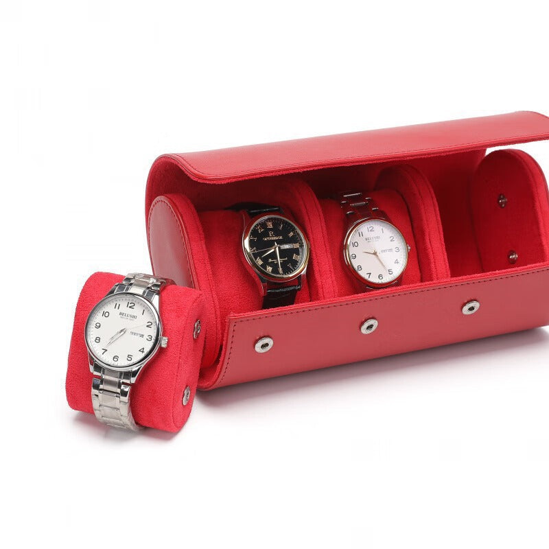 2025 Cross-Border Portable 1-Digit 2-Digit 3-Digit Watch Box Pu Leather Watch Storage Box Packaging Box Wholesale