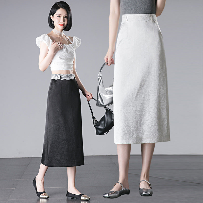 White High-Waisted Suit Skirt for Women 2025 Spring & Fall New High-Waisted Versatile Casual Fashion Straight Hip-Hugging Skirt