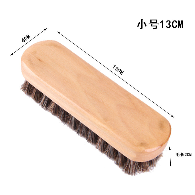 Cross-Border Shoe Brush Set, Cleaning Brush, Solid Wood Horsehair Shoe Brush, Car Seat Cleaning Brush, Soft Bristle, Amazon Bestseller