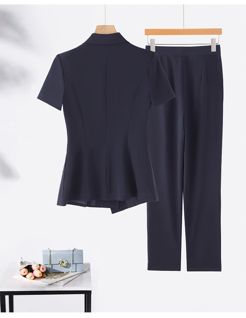 Cross-Border Professional Suit Set for Women, New Summer Manager Formal Wear, Interview High-End Short-Sleeved Thin Work Clothes for Spring