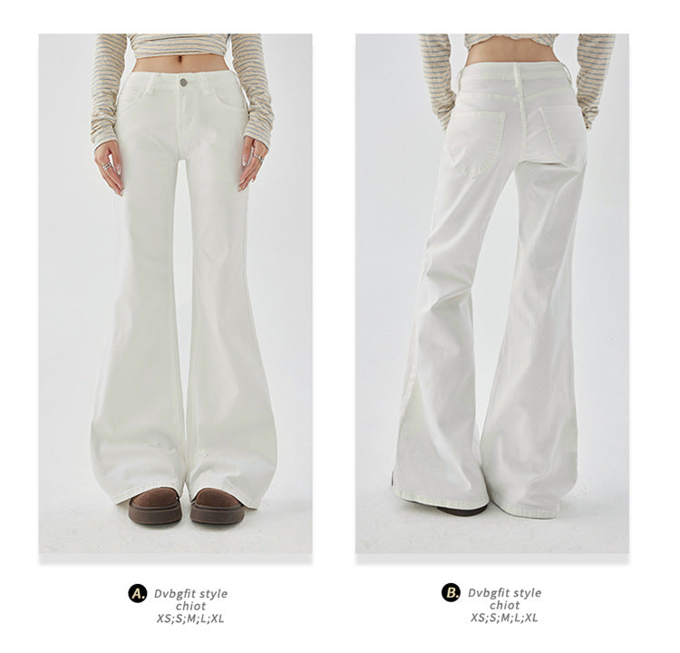 Yc&2-Color American Retro Low-Waist Sexy Flared Pants for Autumn and Winter Micro-Elastic Versatile Slimming Look Jeans for Women