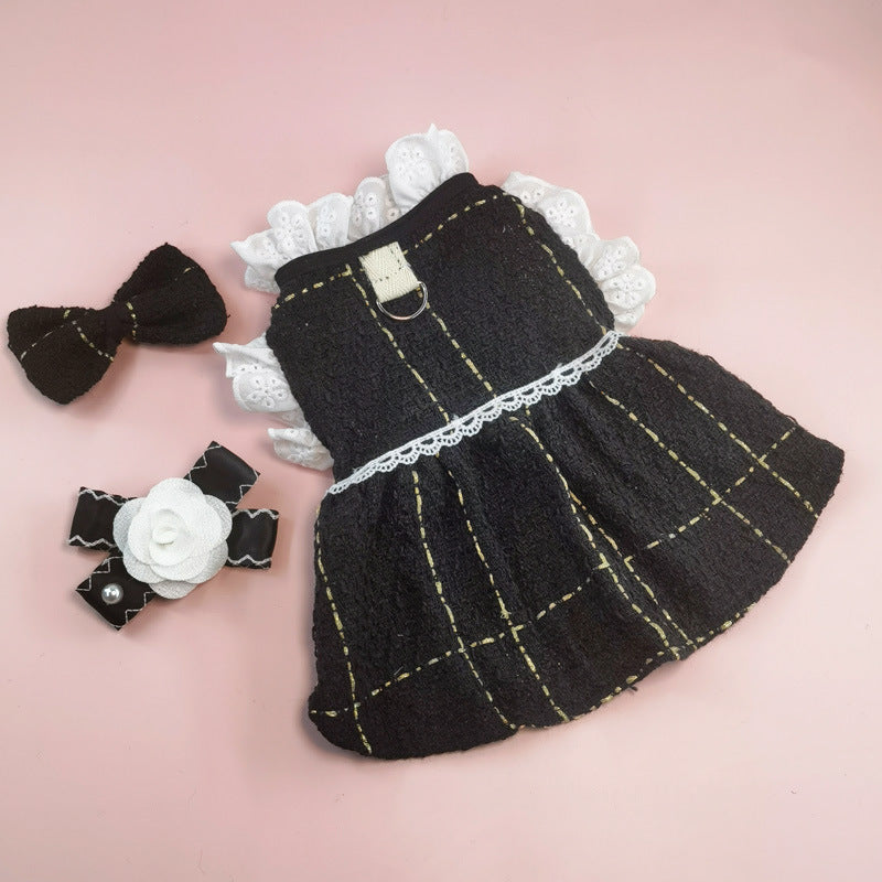 New INS Trendy Small Chanel Style Dog Clothes Houndstooth Cat Pet Clothing Autumn and Winter Coat Cross-border Cat