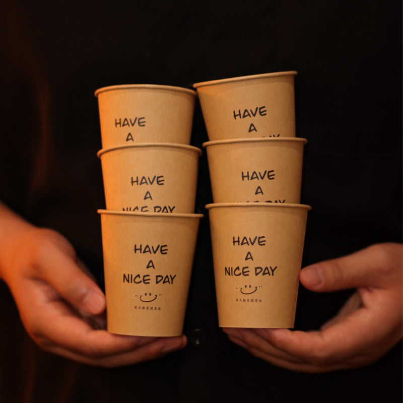 Disposable Paper Cups with Cute Cartoon Patterns for Commercial, Office, and Home Use, Food-Grade, 250ml, Thickened