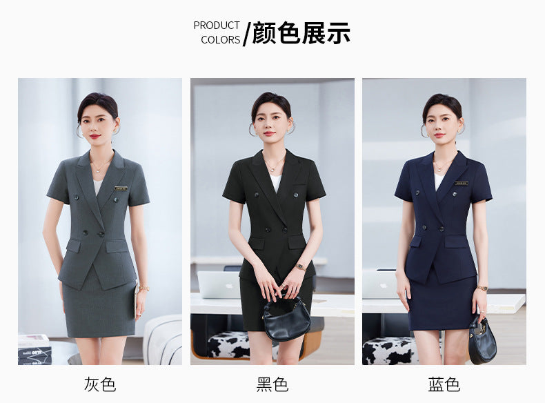 High-End Short-Sleeved Suit for Women 2025 Summer New Style Professional Wear Hotel Manager Bank Work Clothes