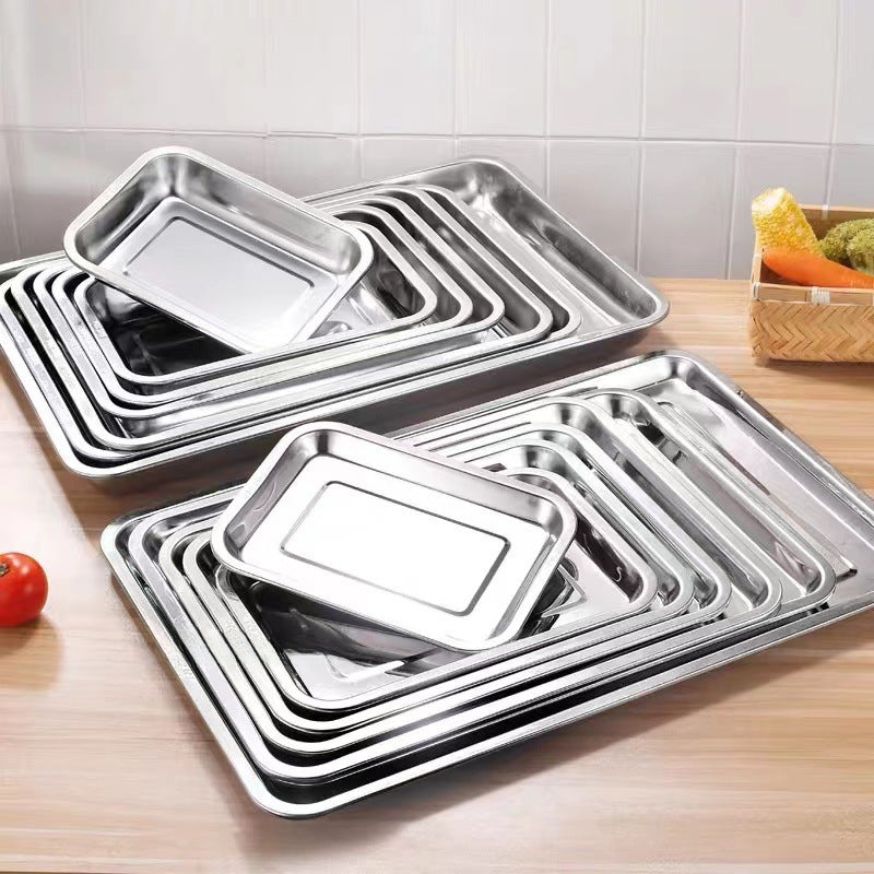 Stainless Steel 304 Square Tray with Magnetic Properties, Rectangular Tray Without Magnetic Plate, Steamed Cake and Rice Roll Tray, Oven Baking Tray, Steamed Rice Tray