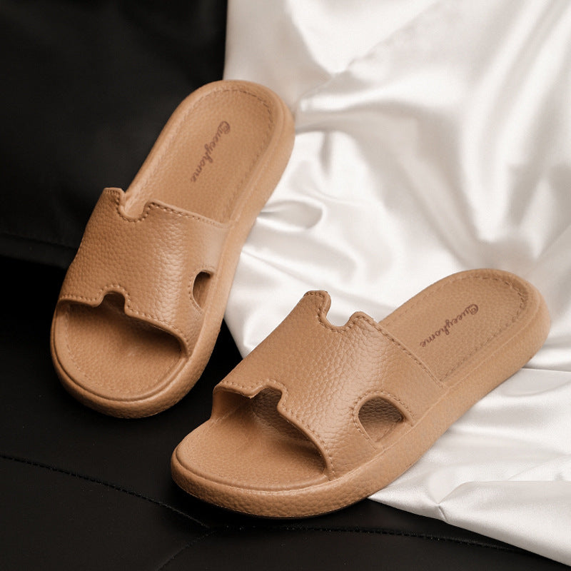 Fashion Retro High-end Sense Leather Pattern EVA Outer Wear Sandals and Slippers Women's Home Non-slip Soft Bottom Slippers Women's Summer