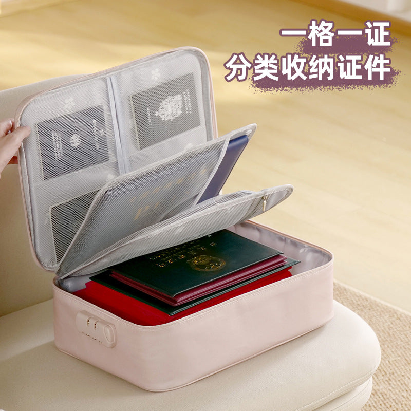 Three-layer Locked Certificate Storage Bag Waterproof Large Capacity Multi-functional Business Travel Briefcase