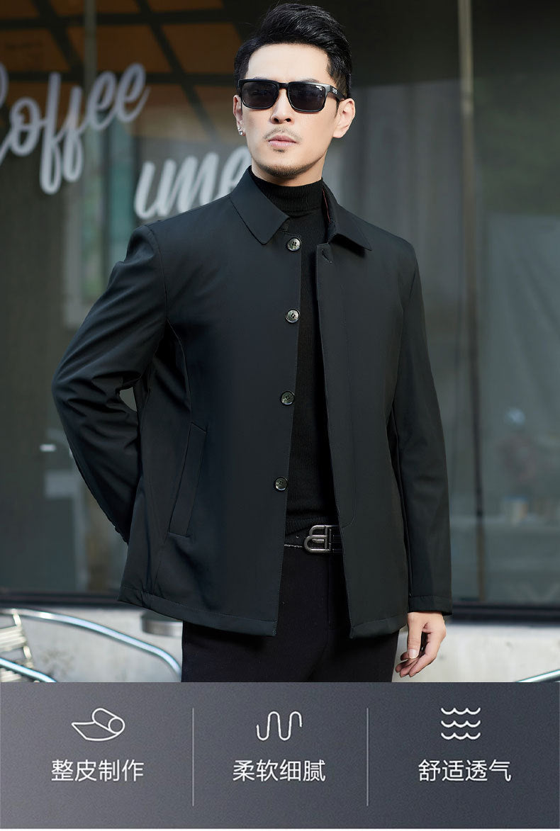 2024 Winter Coat Thickened Cotton-padded Jacket Men's High-grade Mulberry Silk Cotton-padded Jacket for Middle-aged and Elderly Dads Business Casual Jacket