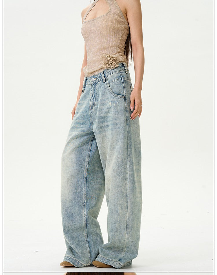 Trendy New American High Street Straight Loose Retro Jeans for Men, Stylish and High-End Street Pants for Couples