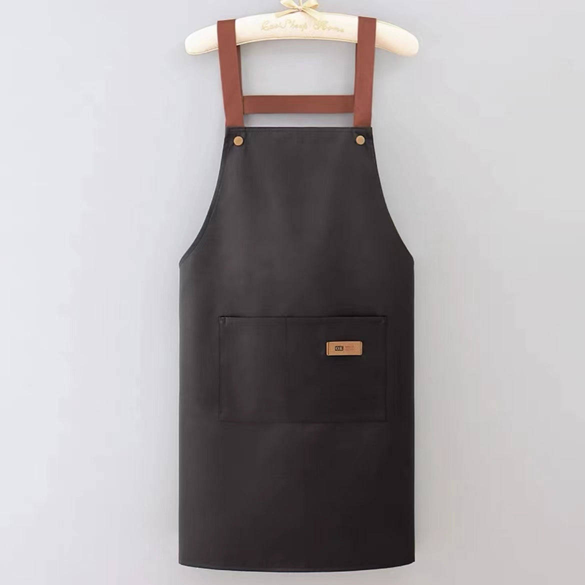 New Waterproof and Oil-Proof Apron Kitchen Cooking Apron Anti-Fouling Fabric Men's and Women's Cafe Printed Work Clothes Customization