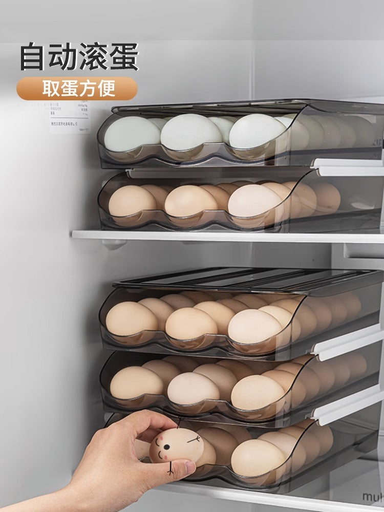 Egg Tray Box Egg Storage Box Household Rolling Egg Rolling Food Grade Japanese Space Drawer Refrigerator Saving