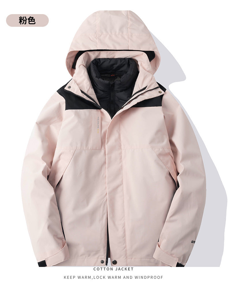 Cross-Border European Size Cotton Coat Liner Three-In-One Jacket to Prevent Cold Winter and Keep Warm for Couples Outing and Mountaineering Clothing with Customized Logo
