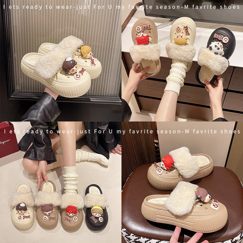 2025 New Cotton Slippers Removable Women's Winter Home Warm Fleece-Lined Home Plush Cotton Slippers Cute Slippers