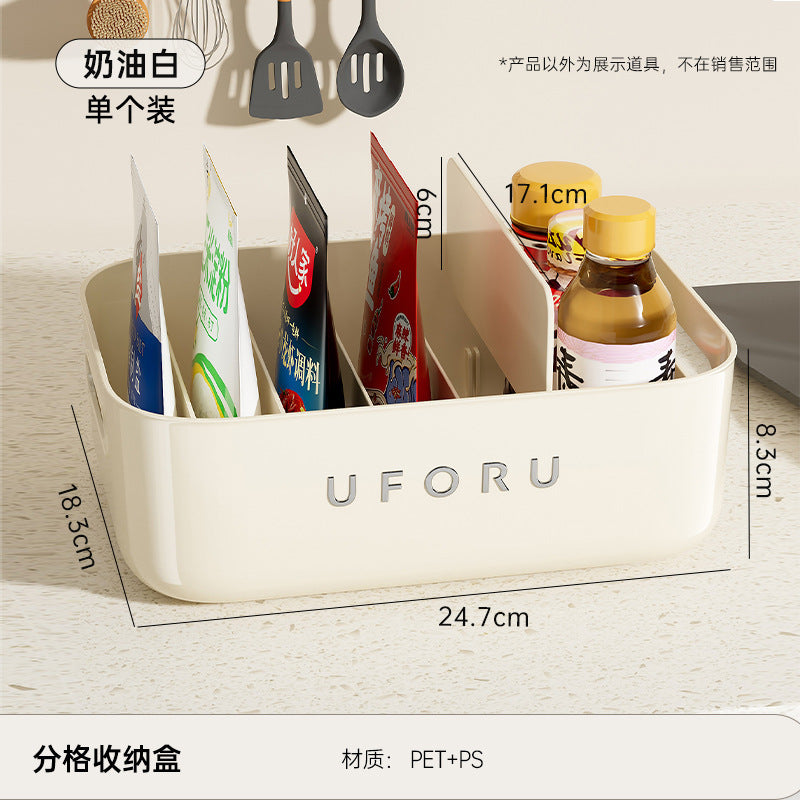 Seasoning Storage Box Household Kitchen Large Capacity Plastic Storage Box Multifunctional Sub-format Cabinet Sundries Storage Rack