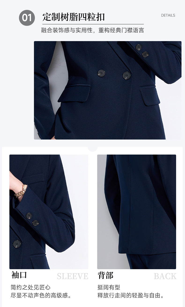 Blue Suit Suit for Women Spring & Fall New Style College Student Interview Classy Professional Formal Wear Small Suit Jacket Work Clothes