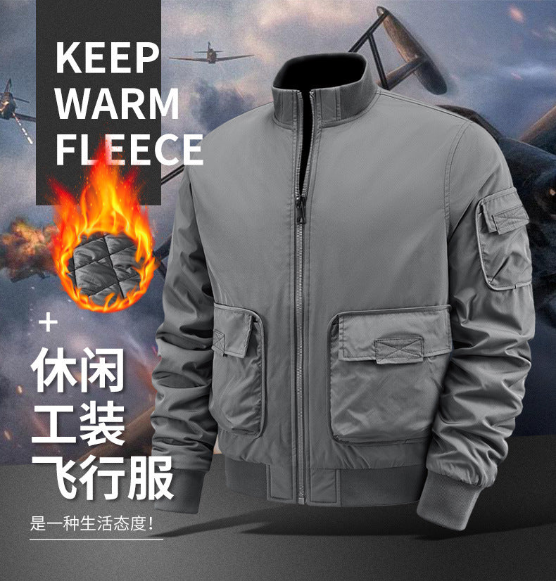 Flying Suit Men's Jacket Cotton Coat Autumn and Winter American Retro Loose Casual Middle-aged Casual Jacket Cotton Coat Coat