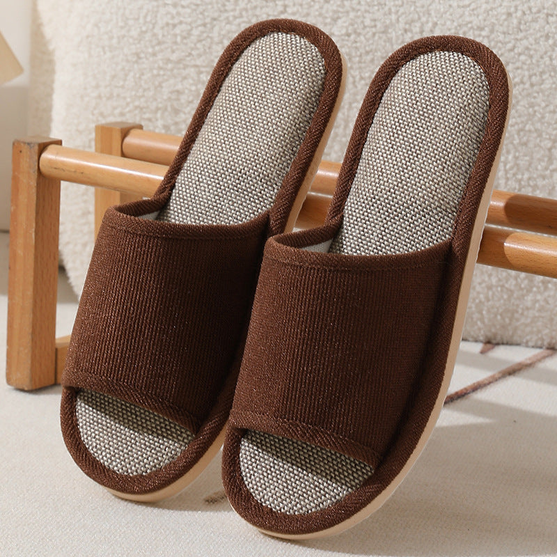Linen Slippers for Women in Spring & Fall Seasons Indoor Household Cotton and Linen Slippers for Home Non-Slip Summer Male Couple Wholesale