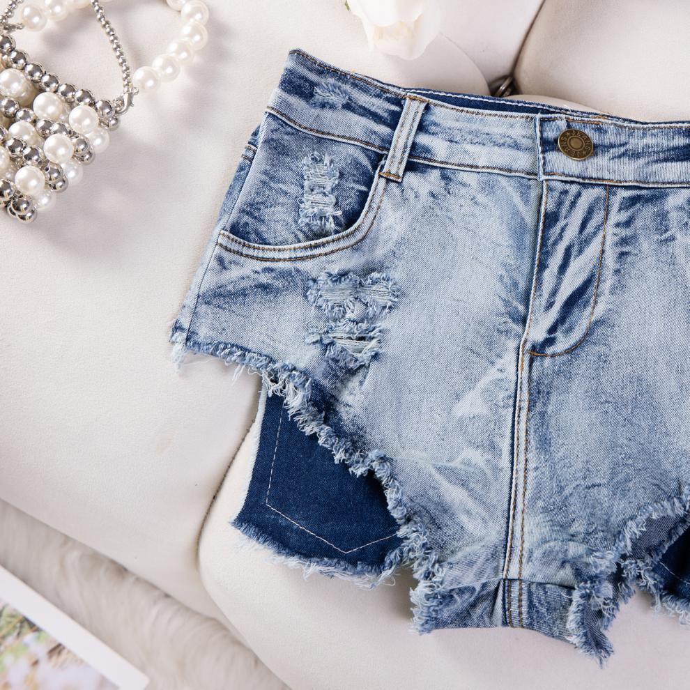 9030 # 2024 New Sexy European and American Raw Edge High Waist Tight Sexy Jeans Denim Shorts for Women