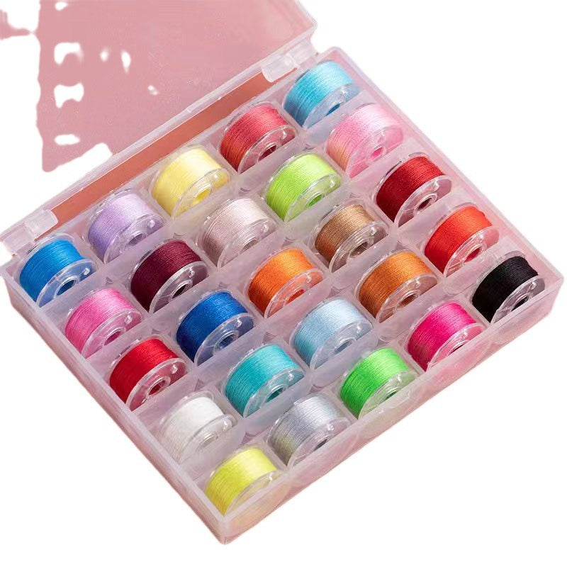 Bobbin with thread 25/36 grid thread set sewing machine bottom thread lock core box set 36 grid transparent bobbin with thread