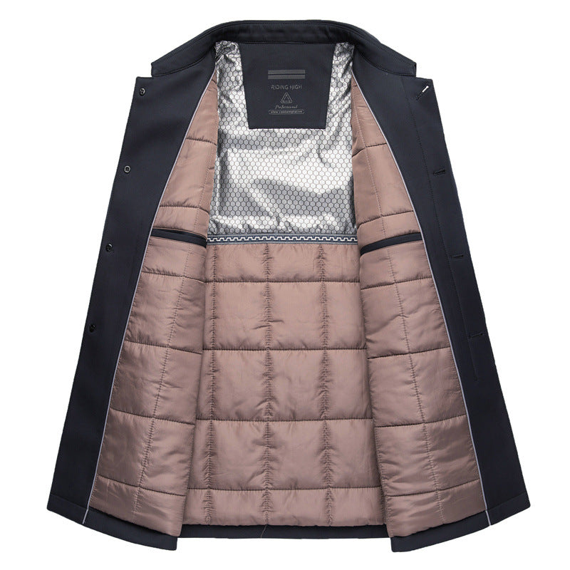 2024 New Middle-aged Men's Cotton-padded Jacket Thick Warm Cotton-padded Jacket Brand Business Lapel Down Cotton-padded Jacket for Men