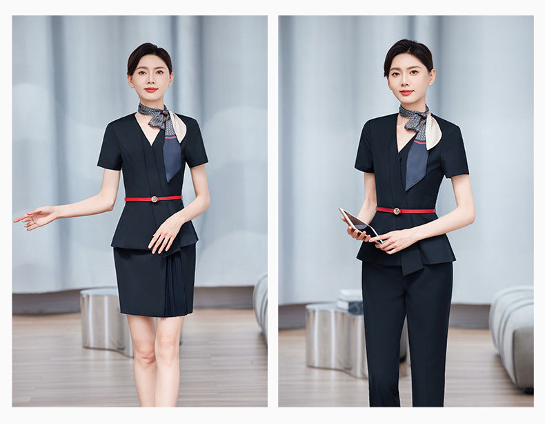 2025 New China Mobile Workwear Women's Summer Mobile Company Hall Manager Workwear Short-Sleeved Jacket Women's Skirt Shirt