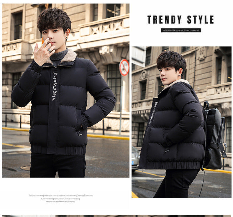 2025 Winter Cotton Jacket for Men, Fashionable and Popular Stand-Up Collar Windproof Cotton Coat, Trendy Korean Style Handsome Short Jacket for Students