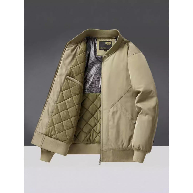 Autumn and Winter New Quilted Jacket Men's Casual Retro Versatile Baseball Uniform American Workwear Thickeneded Warm Cotton Jacket