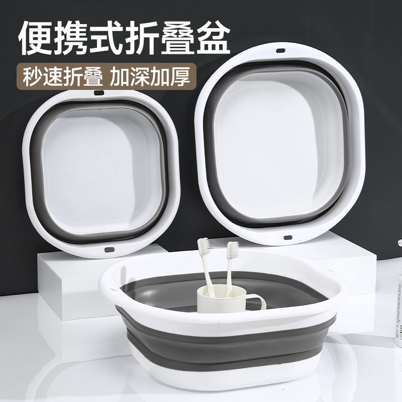 Folding Washbasin Bait Tray Fishing Gear Plastic Large Basin Square Basin Thickened Plastic Washbasin for Student Dormitory Use