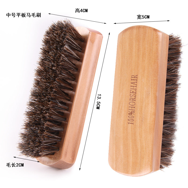 Cross-Border Shoe Brush Set, Cleaning Brush, Solid Wood Horsehair Shoe Brush, Car Seat Cleaning Brush, Soft Bristle, Amazon Bestseller