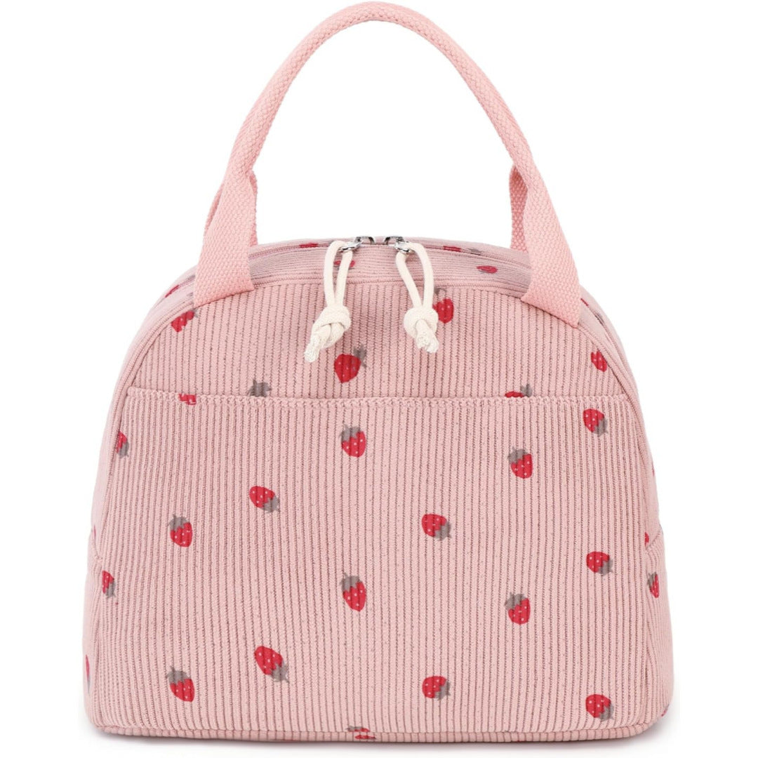 Cross-Border New Product Corduroy Printed Portable Lunch Bag Large Capacity Travel Picnic Ice Bag Work Insulation Bag
