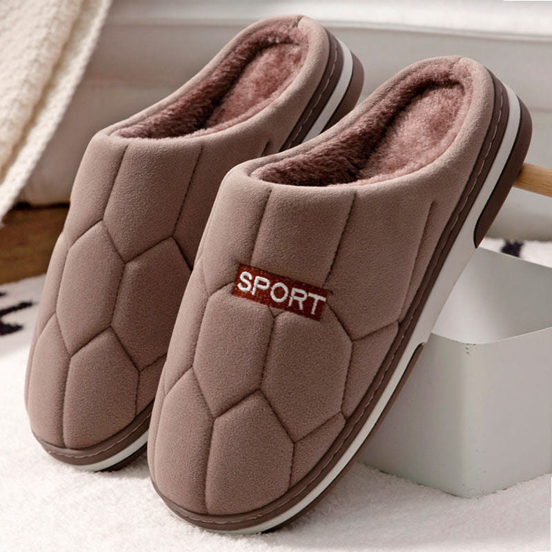 Autumn and Winter Home cotton slippers men's home indoor thermal non-slip soft bottom couple slippers men's winter extra large size