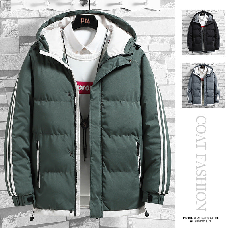 Cross-border New Winter Down Cotton-padded Jacket Young and Middle-aged Men's Thickened Warm Cotton-padded Jacket Hooded Cotton-padded Jacket Men's Clothing