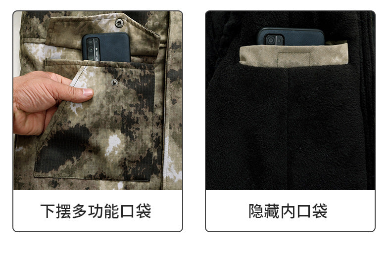 Thickened Camouflage Clothing, Fleece-Lined Cotton Coat, Warm, Cold-Proof, Windproof and Waterproof Cold Storage Labor Protection Clothing, Cotton-Padded Jacket, Cotton-Padded Work Clothes for Men