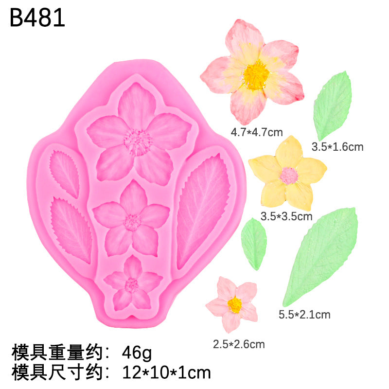 Flip sugar flower frangipani silicone mold leaf cake decoration chocolate mousse fudge mold aromatherapy plaster mold