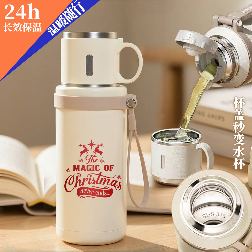 Foreign Trade Christmas Gift Thermos Cup, Large Capacity Water Bottle, Outdoor Sports Water Bottle, Cold-Keeping Ice Cup, Customizable